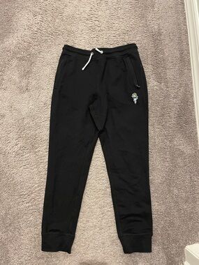 Kids Black Jogger Sweatpants with Embroidered Accent